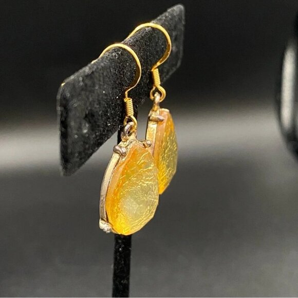 Shimmering Gold Foil Tear Drop Earrings - Picture 10 of 10